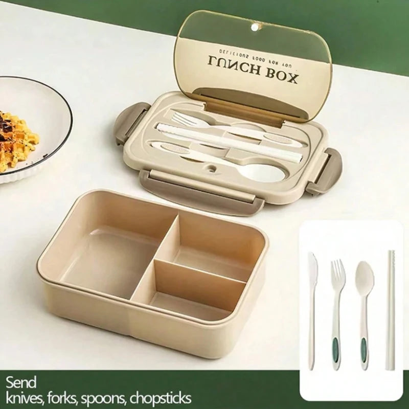 Set Bento Box for Adults, a Food Container for Lunch, Equipped with Tableware, Can Be Placed in a Microwave and Dishwasher