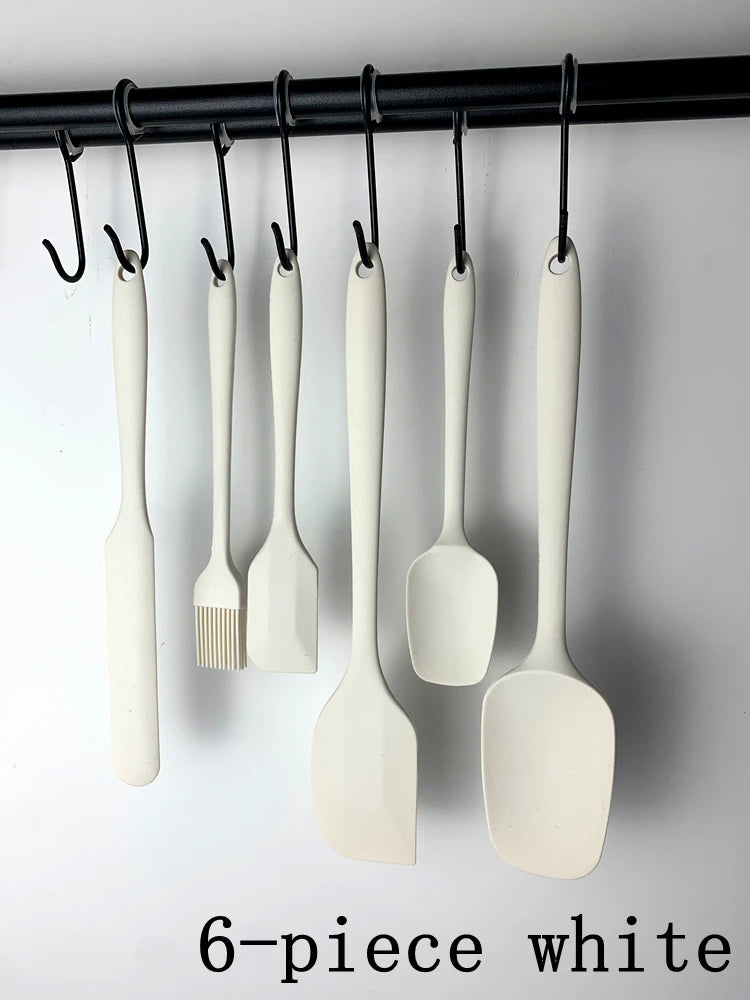6pc Silicone Spatula set for baking-cake frosting kit with brush, non-stick scrapers & cream spreads |   cute kitchen gadgets