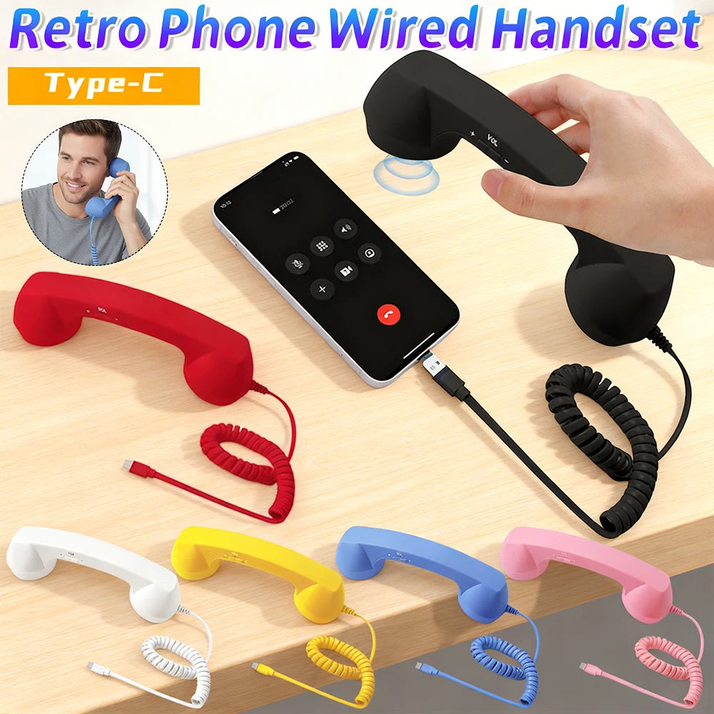 Retro Phone Handset, 2026 New Retro Phone Handset for iPhone&Android, Type-C/Wireless Bluetooth Old Fashioned Telephone Receiver