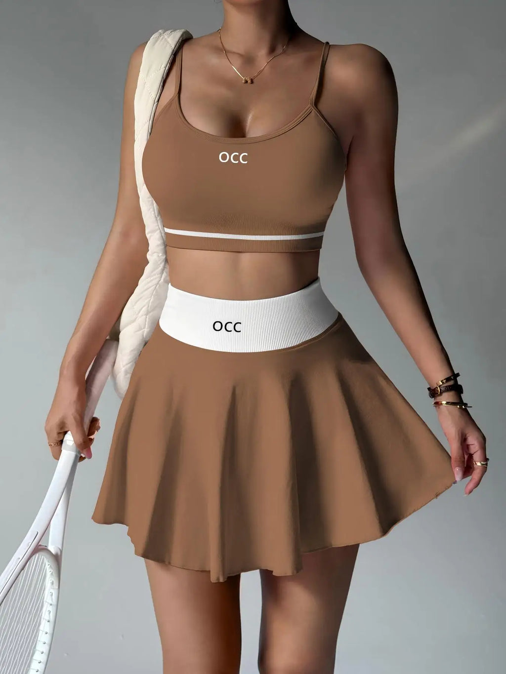 Yoga bra, high waisted tennis skirt, running and fitness pleated skirt, two-piece set, women's comfortable tennis skirt