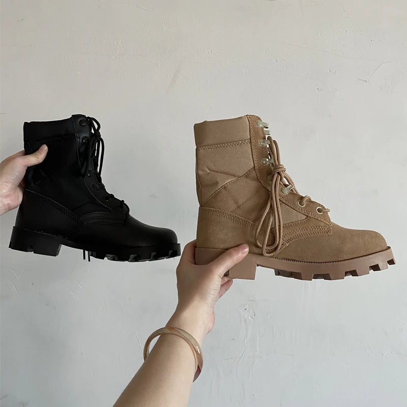 Men Combat Boots High Top Panama Desert Boot Outdoor Hiking Boots Man Anti Slip Tactical Boot Training Motorcycle Boot