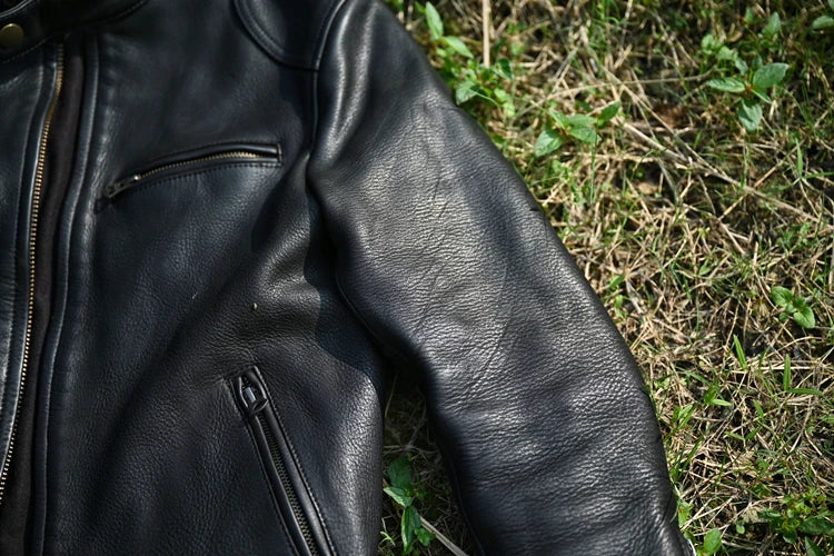 2023 New Genuine Leather Jacket Men 1.6 Thick Full-grain Top Layer Cowhide Natural Leather Clothes Men's Leather Jacket Chaqueta