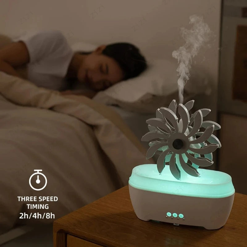 Creative Raindrop Windmill Essential Oil Diffuser Colorful Atmosphere Light Remote Control Humidification Aromatherapy Machine
