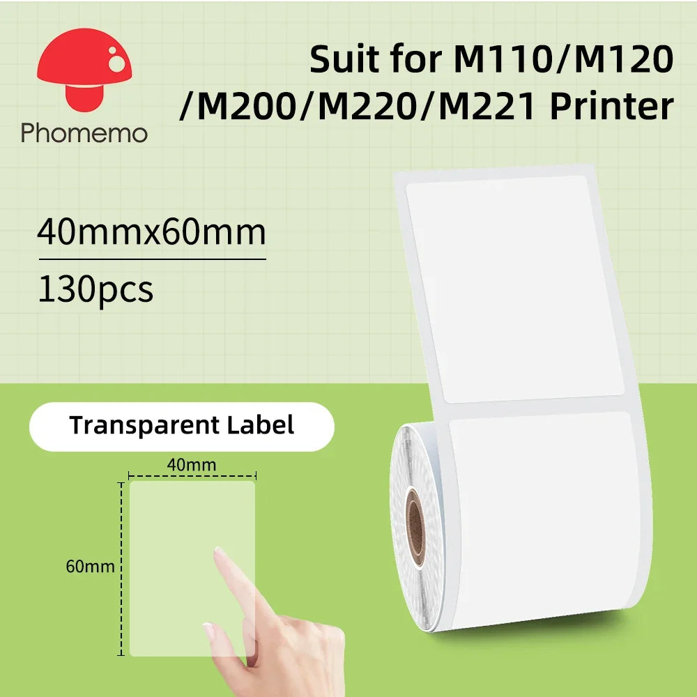 Label Sticker for Phomemo M110 M220 M221 M120 Mini Portable Printer 20-50mm Thermal Label Printer Stickers Pocket Labeling Maker