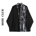 Spring Autumn New Fashion Turn-down Collar Long Sleeve Tie Dye Blouse Men's Clothing Patchwork Chain Button Korean Trend Shirts