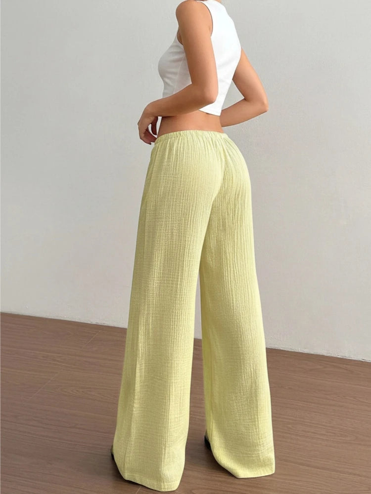 Summer Thin Texture Loose Pants Women High Waist Wide Leg Pants Women Casual Lazy Style Comfortable Breathable Trousers Women