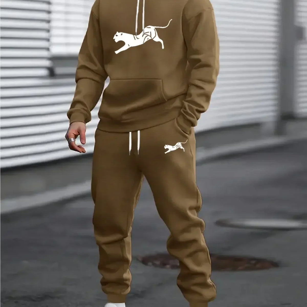 New autumn hoodie hooded set for men and women with drawstring and pockets suitable for daily casual wear, warm and comfortable