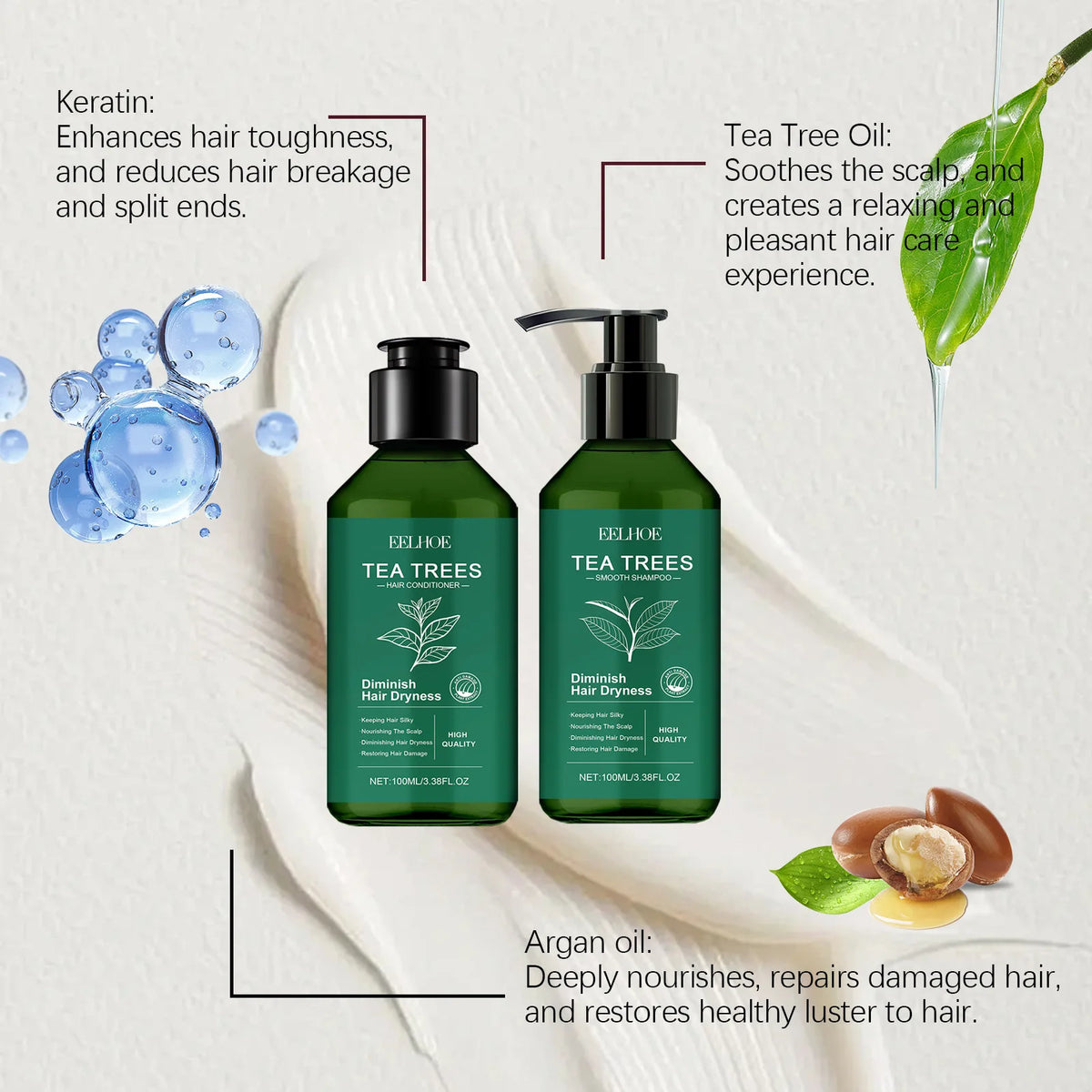 Shampoo Hair Conditioner Set Deep Cleaning Moisturizing Nourishing Repair Damaged Dry Oil Control Shampoos Tea Tree Hair Care