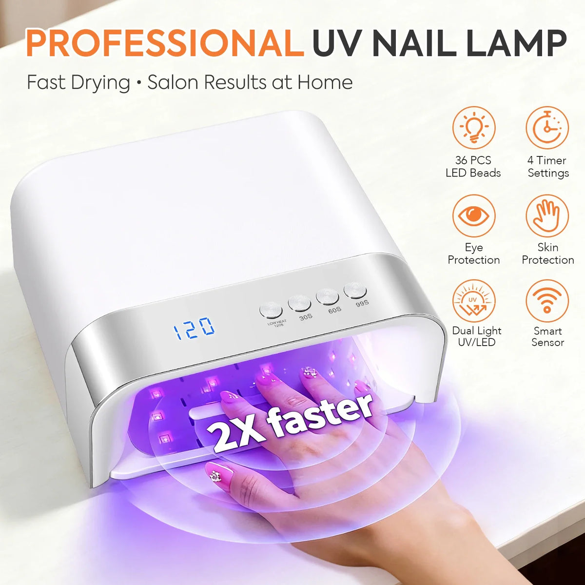 DianaBeauty UV Nail Lamp Portable Nail Dryer with 4 Timer Settings Professional Manicure Lamp with Smart Sensor Nail Tools