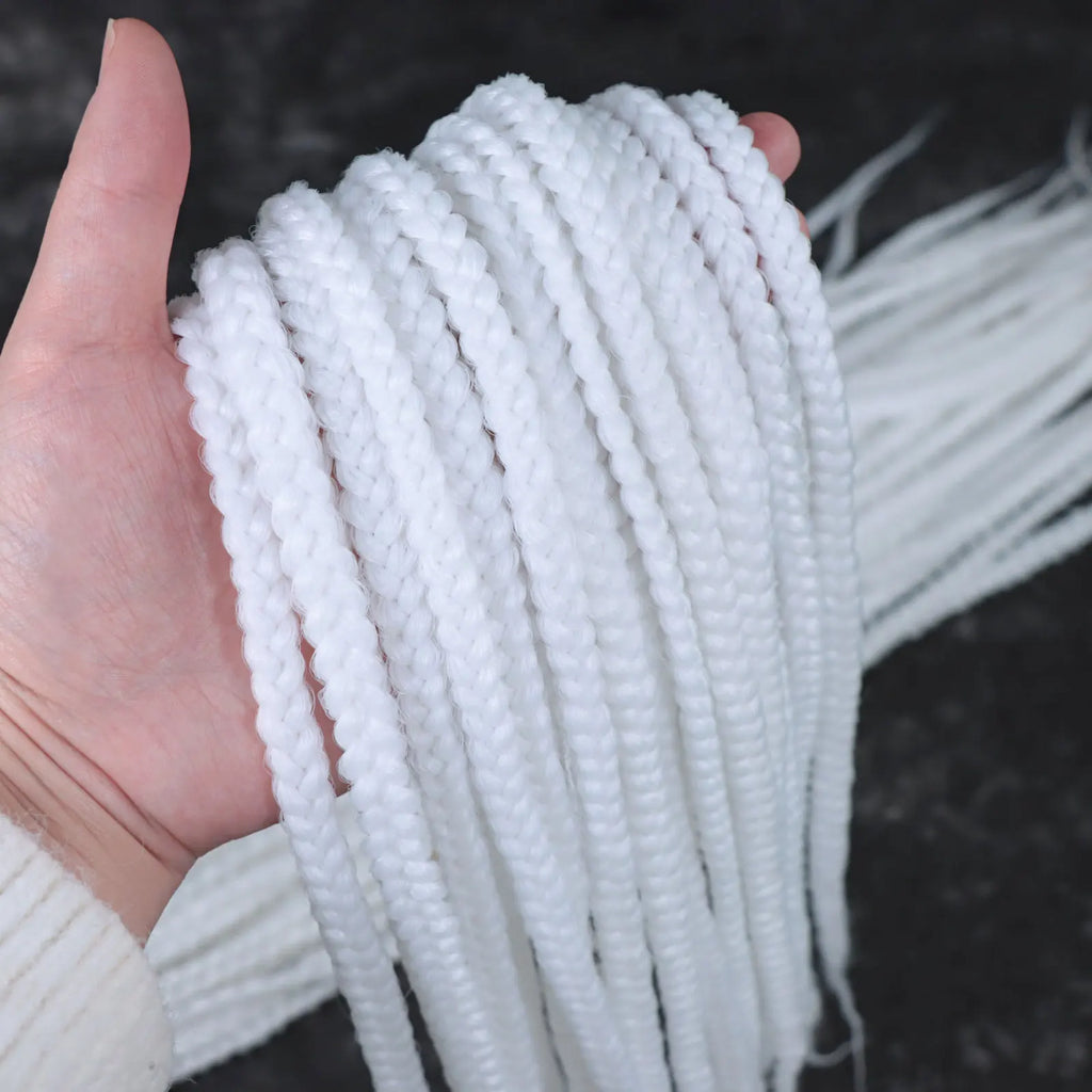 White 3X Box Braids Synthetic Crochet Hair 24Inch Crochet Braiding Hair Extensions Goddess Silver Blonde Braid Pre Looped Hair