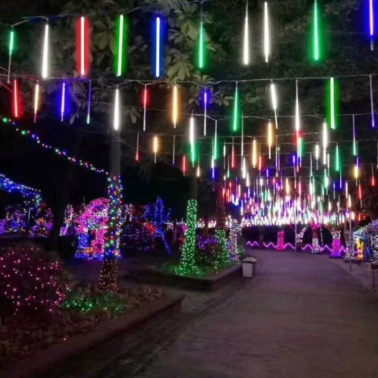 Solar Falling Star Meteor Lights 30CM8Tubes-50CM8Tubes LED String IP54 Waterproof Warm White Blue Colorful 8 Modes Christmas LED