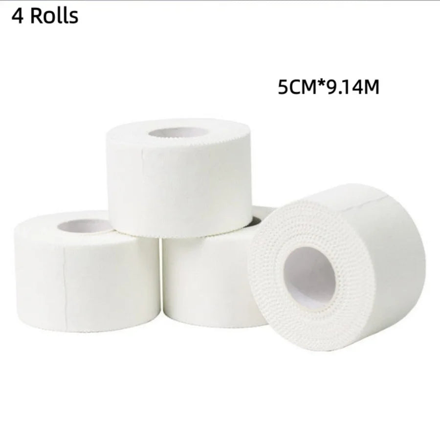 4 Rolls Athletic Tape Cotton Medical Sports Tape Latex Free Easy Tear No Scissors for Physical Therapy ﻿