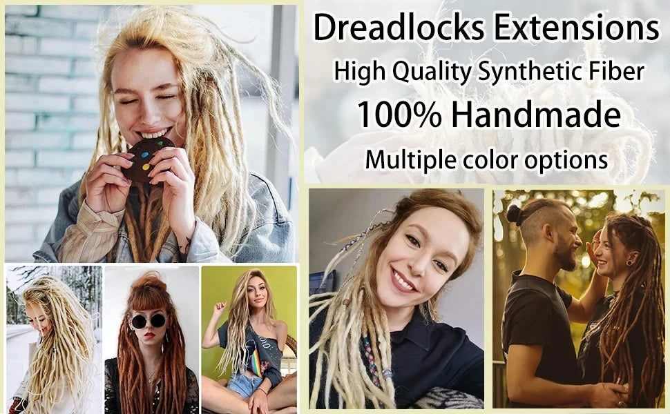 24 Inch Synthetic Dreadlock Hair Extensions, 10Strands/Lot Single Ended Soft Dreads Locks Hippie Style Dreadlock for Women