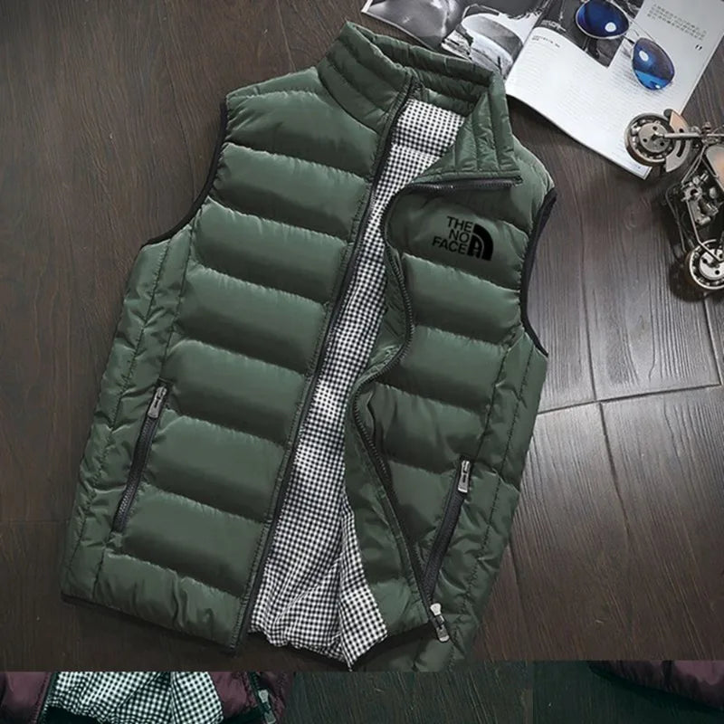 Autumn and winter zippered sleeveless jacket, warm vest coat, fashionable and versatile men's golf clothing