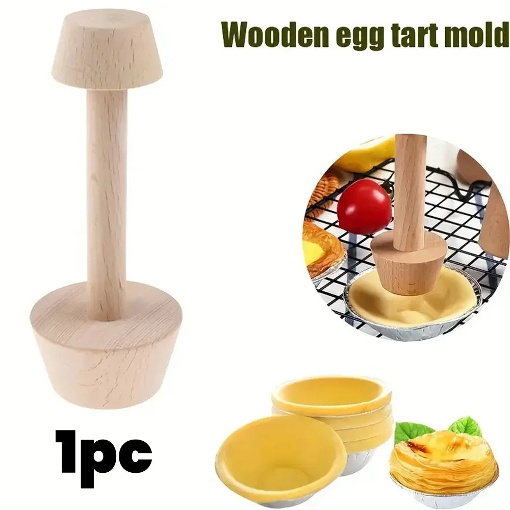 Premium Wooden Egg Tart Mold Double Side Tart Tamper Pastry Shaped Pusher For Baking Eggtart Pies Cake Kitchen Gadgets Tools