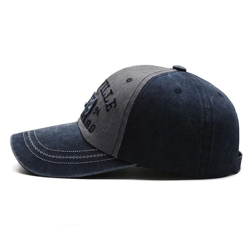 Four Seasons Men's Retro Letter Baseball Cap Casual Wash Embroidered Cap Curved Brim Bowler Hip Hop Streetwear Sun Hat