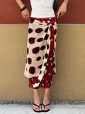 Trendy Slip Polka Dot Maxi Dress V-neck Ruched Drawstring Sexy Maxi Women Dresses Beach Vacation Stylish Retro Summer Party Robe