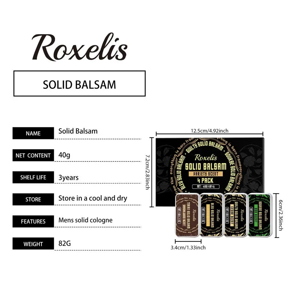 Men Solid Cologne Fragrance Set 4 In A Box - Portable Deodorant Balm Gel, Long-lasting Woman Floral Scent for Daily Use