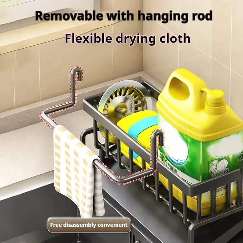 Kitchen Sink Drain Rack Organizer ABS Plastic Self-draining Sink Shelf Soap Sponge Holder Dishcloth Towel Rack filter basket