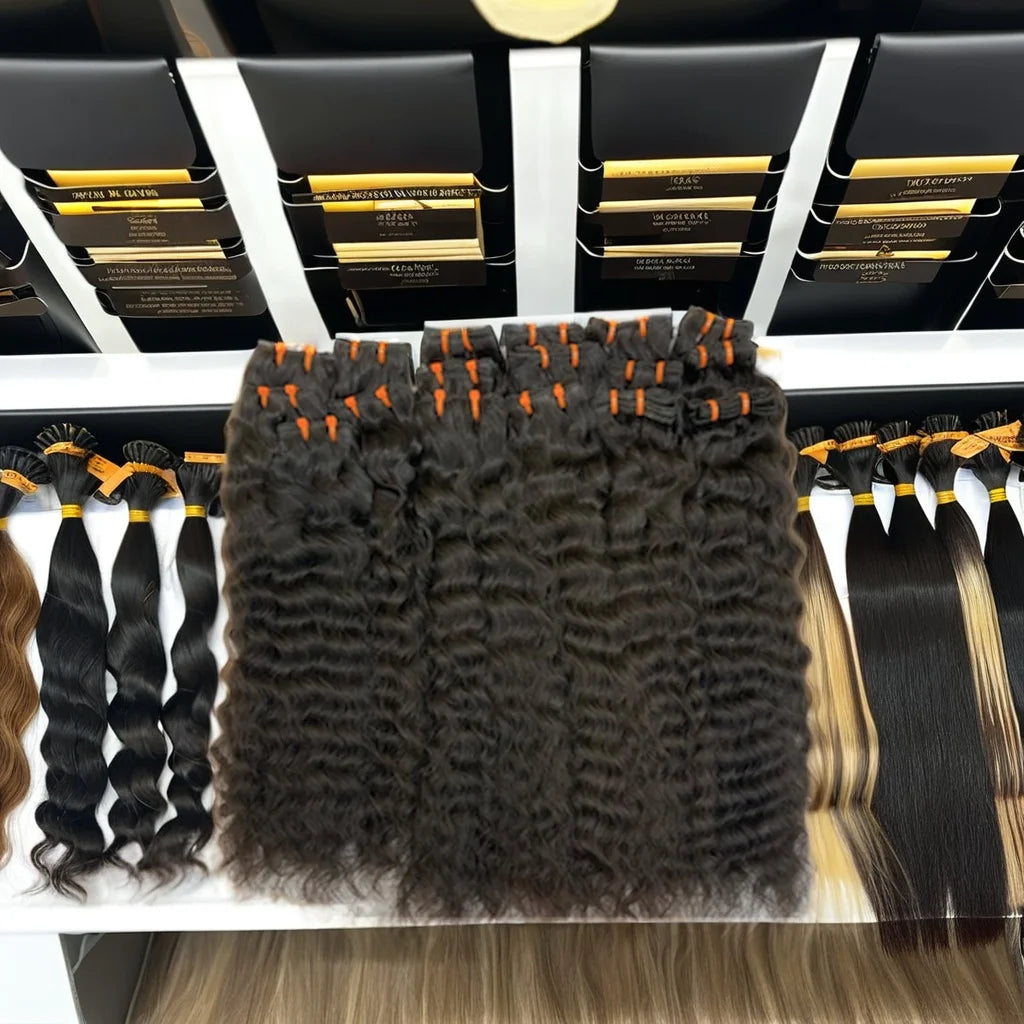 Indian Loose Wave Human Hair Bundles Pre-Looped Pink Wrap Remy Hair Natural Black Soft Shiny Weave for Women