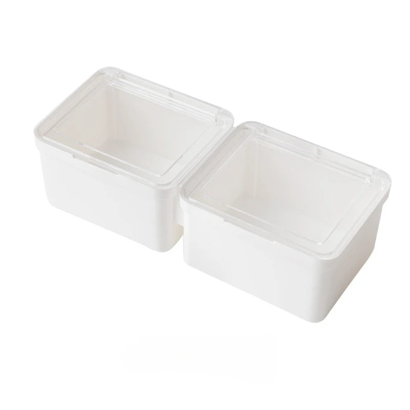 Double-Open Transparent Lid Storage Box - Multi-Purpose Organizer Container for Stationery, Cosmetics & Home Small Item Tidy
