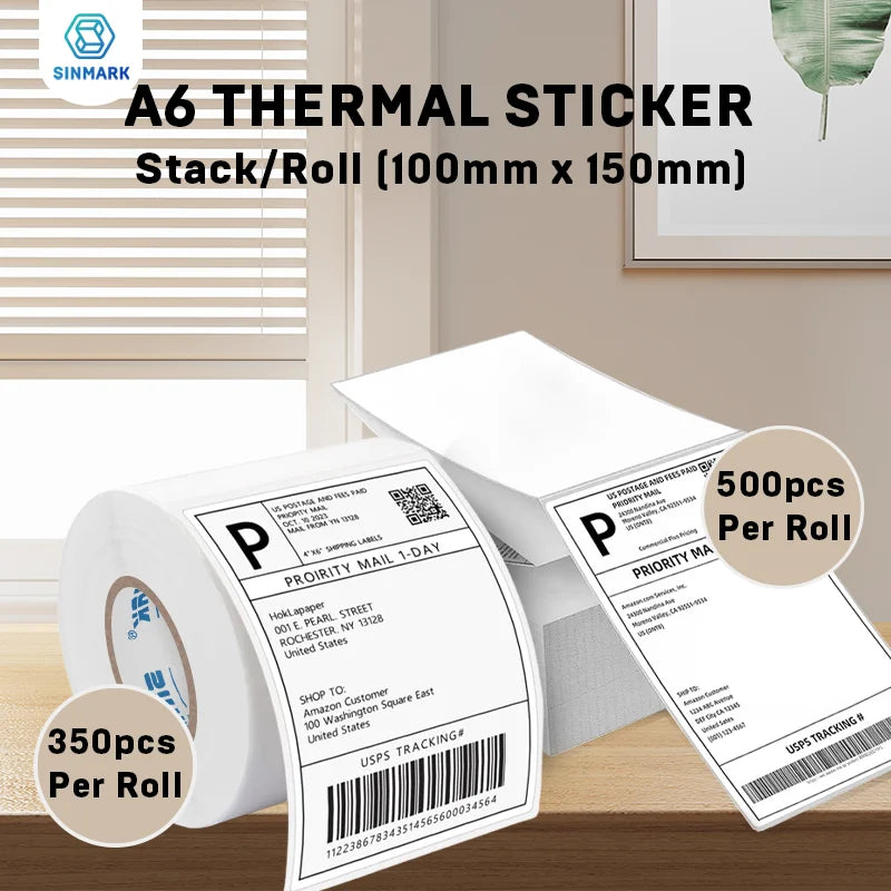 500/350/200 Sheet 4"x6" Thermal Label Paper 100x150mm Adhesive Sticker For Thermal Shipping Labels DHL UPS Express Barcode Label