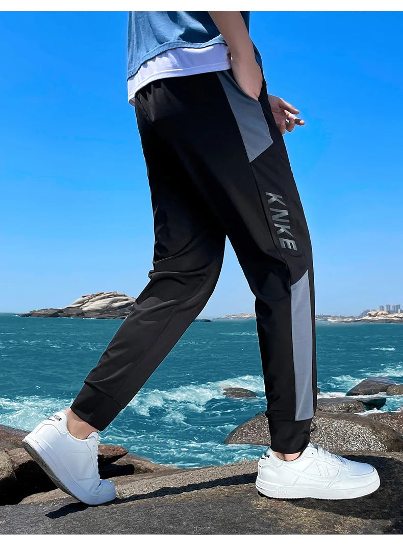 Thin Tall Men Ice Silk Pants Slim Fit Summer Jogger Male Extra Long Length 120cm 190 195 200 Cm 120 2m 200cm 205cm Sport Trouser