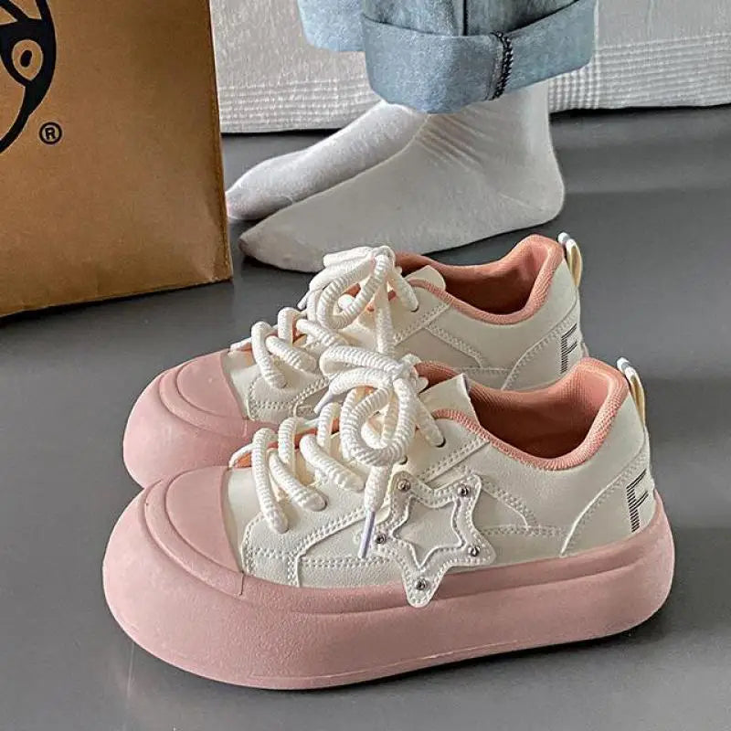 Denim Canvas Sneakers Women Slip On Light Blue Retro Skull Platform High Top Sneakers Ladies 2025 Spring Vulcanized Shoes Woman