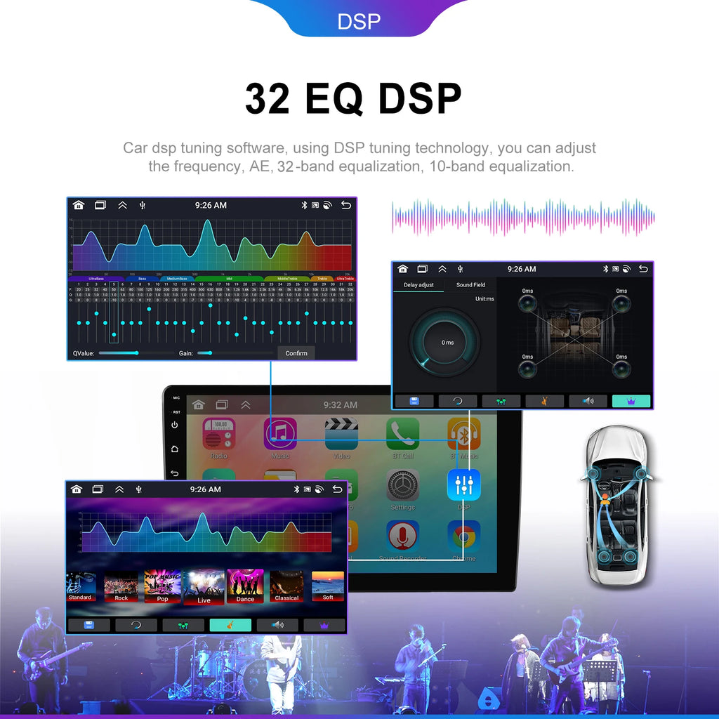 Podofo Android 12 Car Radio Androidauto Carplay 2 Din GPS Car Audio 7"/9"/10" WIFI BT Automotive Multimedia Player For VW Ford
