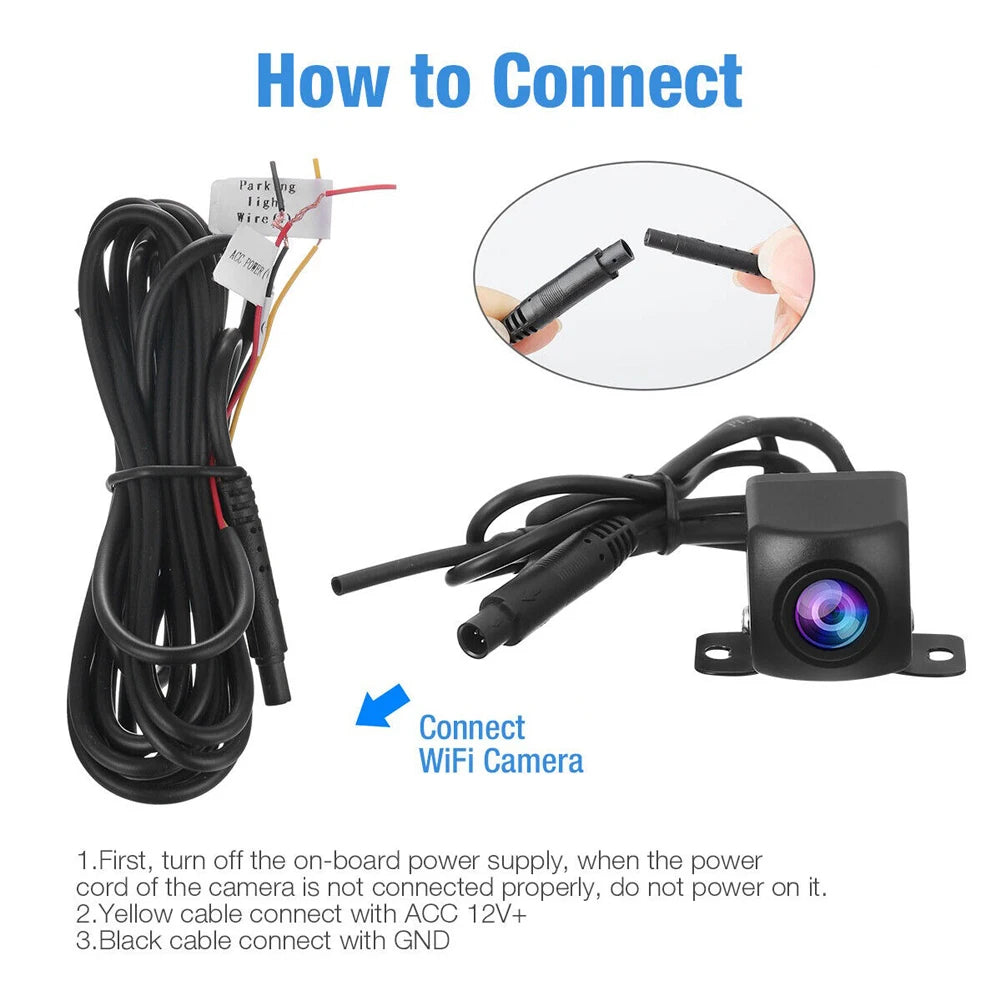 Wireless WiFi Car Rear View Camera Night Vision HD Car Backup Camera IP67 Waterproof Vehicle Camera Support for Android IOS