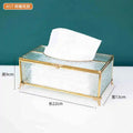Vintage Brass Glass Tissue Box Living Room paper Storage Holder Tea Table Desktop Paper Box Hotel Restaurant Tissue Organizer
