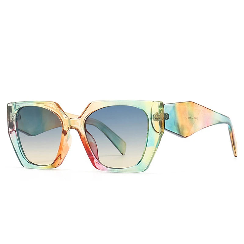 SHAUNA Retro Polygon Cat Eye Women Sunglasses Fashion Brand Designer Colorful Gradient Men Sun Glasses Shades UV400