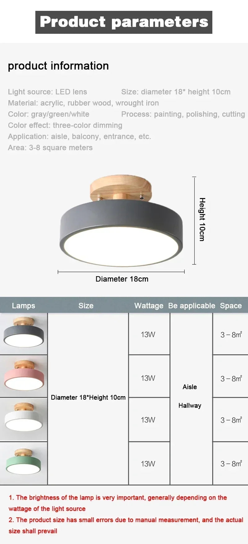 Nordic Entrance Hallway Ceiling Lamps Balcony Wood Round Cloakroom Dining Room Study Bedroom Light Bathroom Industrial Lighting