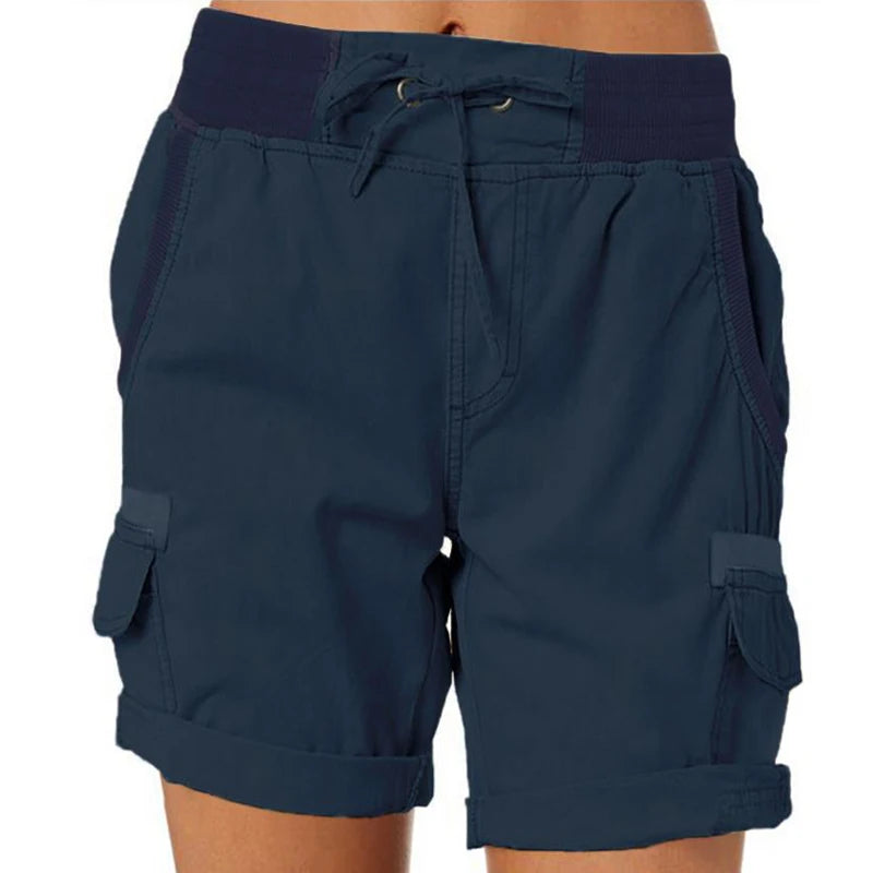 Womens Cargo Pants Shorts Soft Comfortable Casual Cotton Elastic Waist Shorts Summer Bottoms Jeans High Waisted Cargo Pants