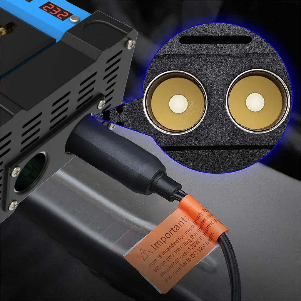 6000W High Power Solar Inverter DC12V To 110V 220V AC LCD Display 4 USB Ports Car RV Camping Power Converter