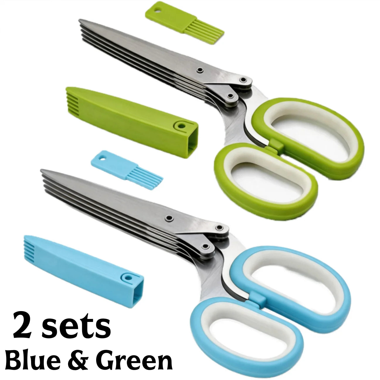1/2pcs 5-layer Scallion Scissors Stainless Steel Multifunctional Shredded Paper Cutter Vegetable Onion Shears Kitchen Gadgets
