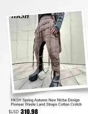 HKSH Autumn New Men's Hooded Distressed Patchwork Folded Waste Land Tactical Punk Techwear Shoulder Batwing Sleeve Jacket HK2392