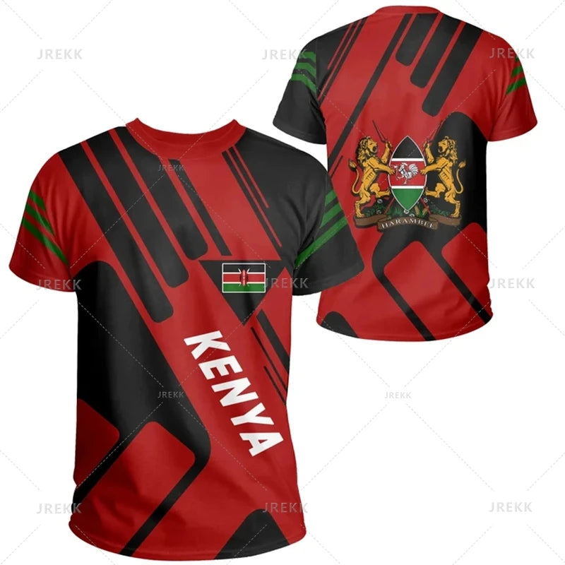 Kenya National IndependenceDay 3D Printed T Shirt The Republic-of Kenya Emblem Falg Graphic Short Sleeves Vintage Tee Shirts Top