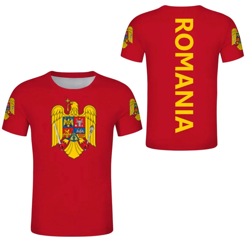 Romania Football Jersey Romanian Eagle Coat Of Arms T Shirt Rumania Flag Emblem Soccer Club T-shirt Men's Tops Women Tee Shirts