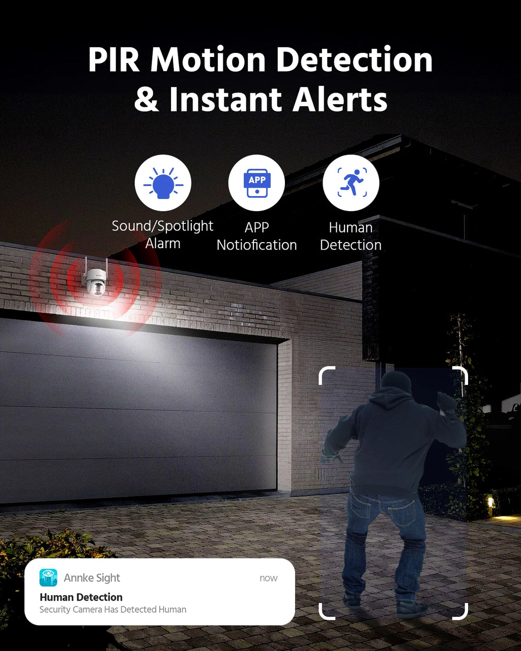 ANNKE 4MP Solar Wireless Security Camera Outdoor WiFi 6 Camera PIR Human Detection Full-Color Night Vision Pan/Tilt 270° Two-Way Talk IP65 Waterproof