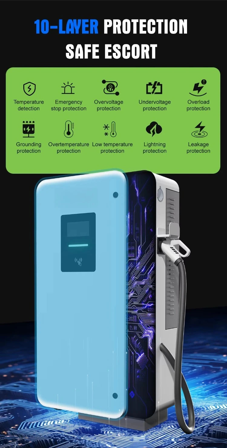 Commercial DC Fast EV Charger 60-240KW, High Power EV Charging Station, Quick Charge, Public & Private Use, Electric Vehicle