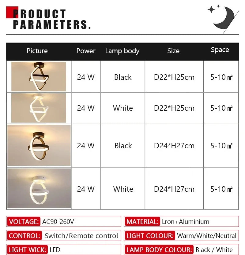 Modern LED Aisle Ceiling Light 2 Ring Creative Dimmable Living Room Ceiling Lamp Hallway Entrance Balcony Office Indoor Lighting