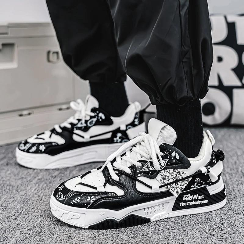 Sports casual shoes, graffiti board shoes, men's casual shoes, all-season shoes, suitable for outdoor hiking, leisure,