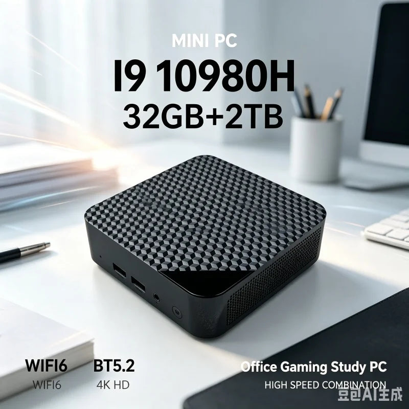 NEW Mini PC Intel Core I9 10980HK PC Gaming Computer 8/16GB RAM 1TB 2TB M.2 SSD WiFi 6 BT5.2 4K HD Portable Desktop Pc