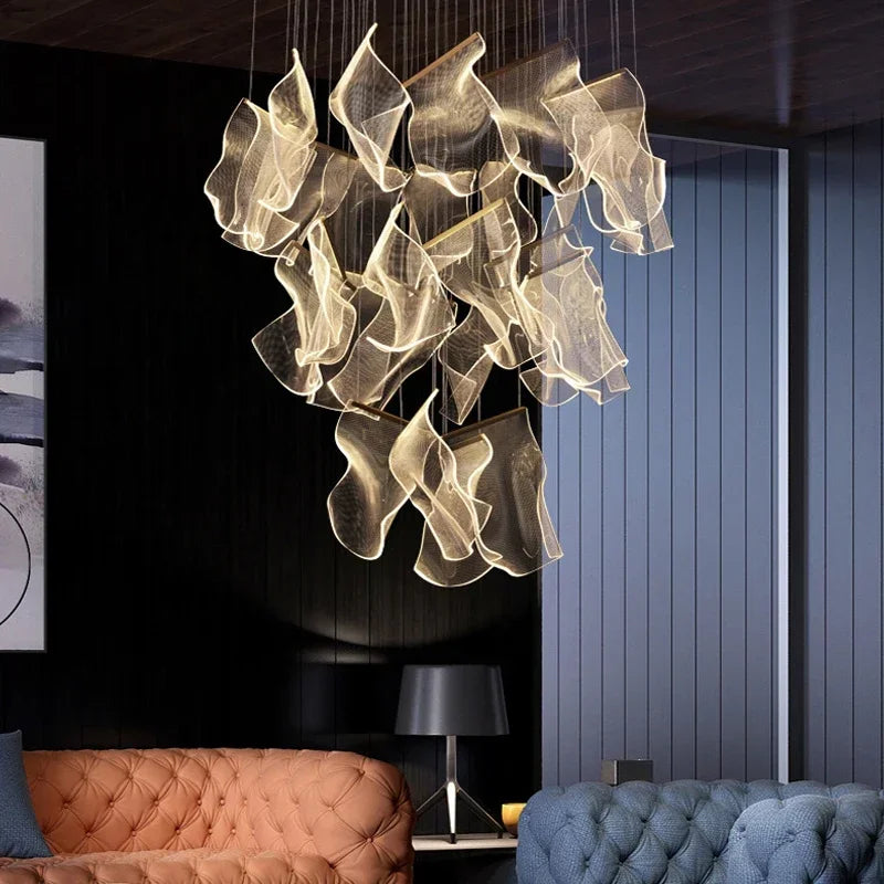 Modern LED Pendant Lights Living Dining Room Lighting Lustre Decor Chandelier Indoor Villa Duplex Stairs Hanging Lights Fixture