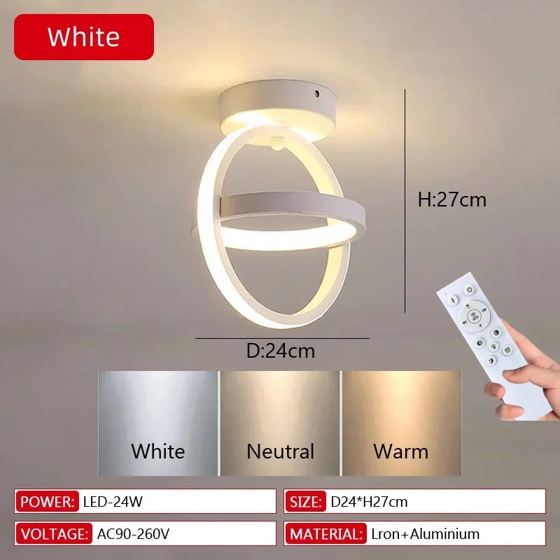 Modern LED Aisle Ceiling Light 2 Ring Creative Dimmable Living Room Ceiling Lamp Hallway Entrance Balcony Office Indoor Lighting