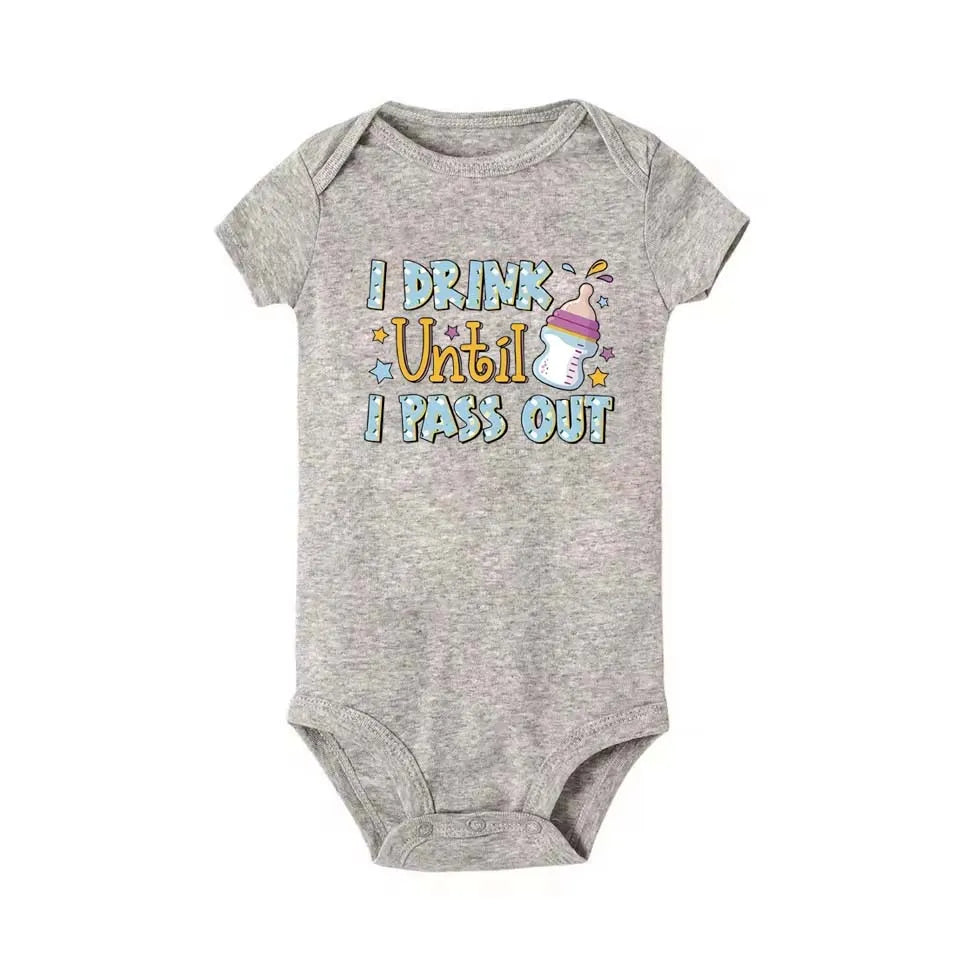 Baby Milk Bottle Printed Newborn Onesies Children's Letter Printed Clothing Girl Boy Bodysuit Baby Shower Gift