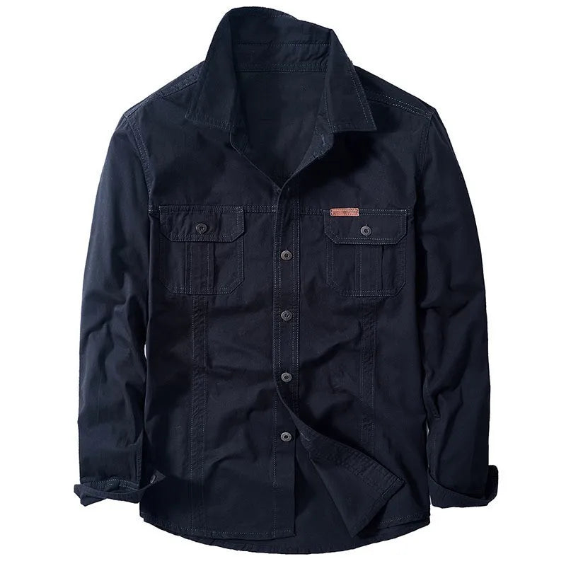 Brand Cotton Shirt Men's Spring Casual Cargo Shirts Male Long Sleeves Shirts Camiseta Masculina Plus Size 5XL 6XL