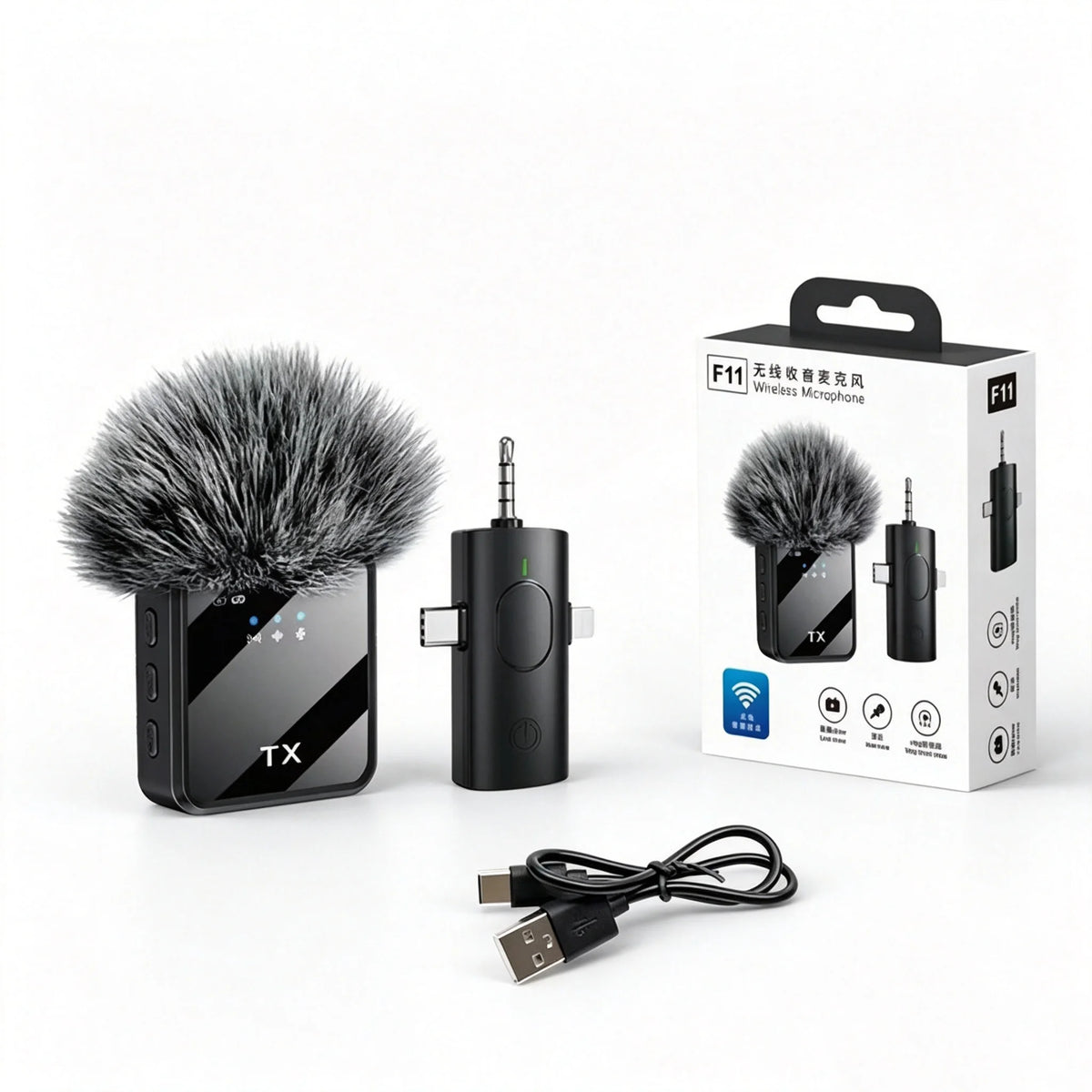 KEBIDUMEI 3IN1 Wireless Lavalier Microphone Handheld Microphone Video Recording Noise Reduction Mic for Living Broadcast Gaming