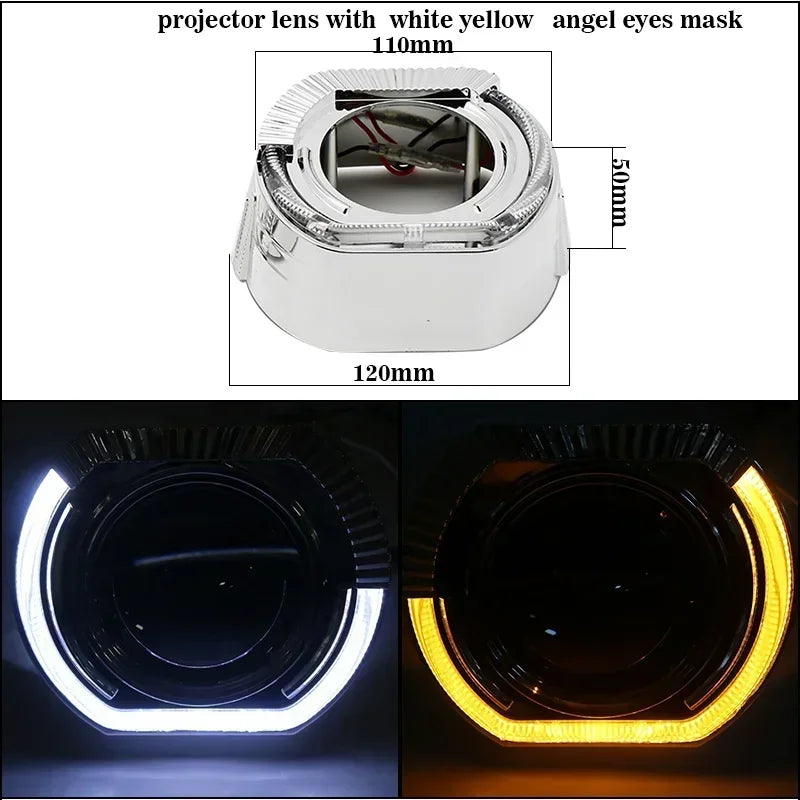 100W 2.5 Inch Bi LED Projector H7 H4 9005 9006 Angel Eyes Hyperboloid Lenses For Headlight 11130LUX Car Lights Car Accessories